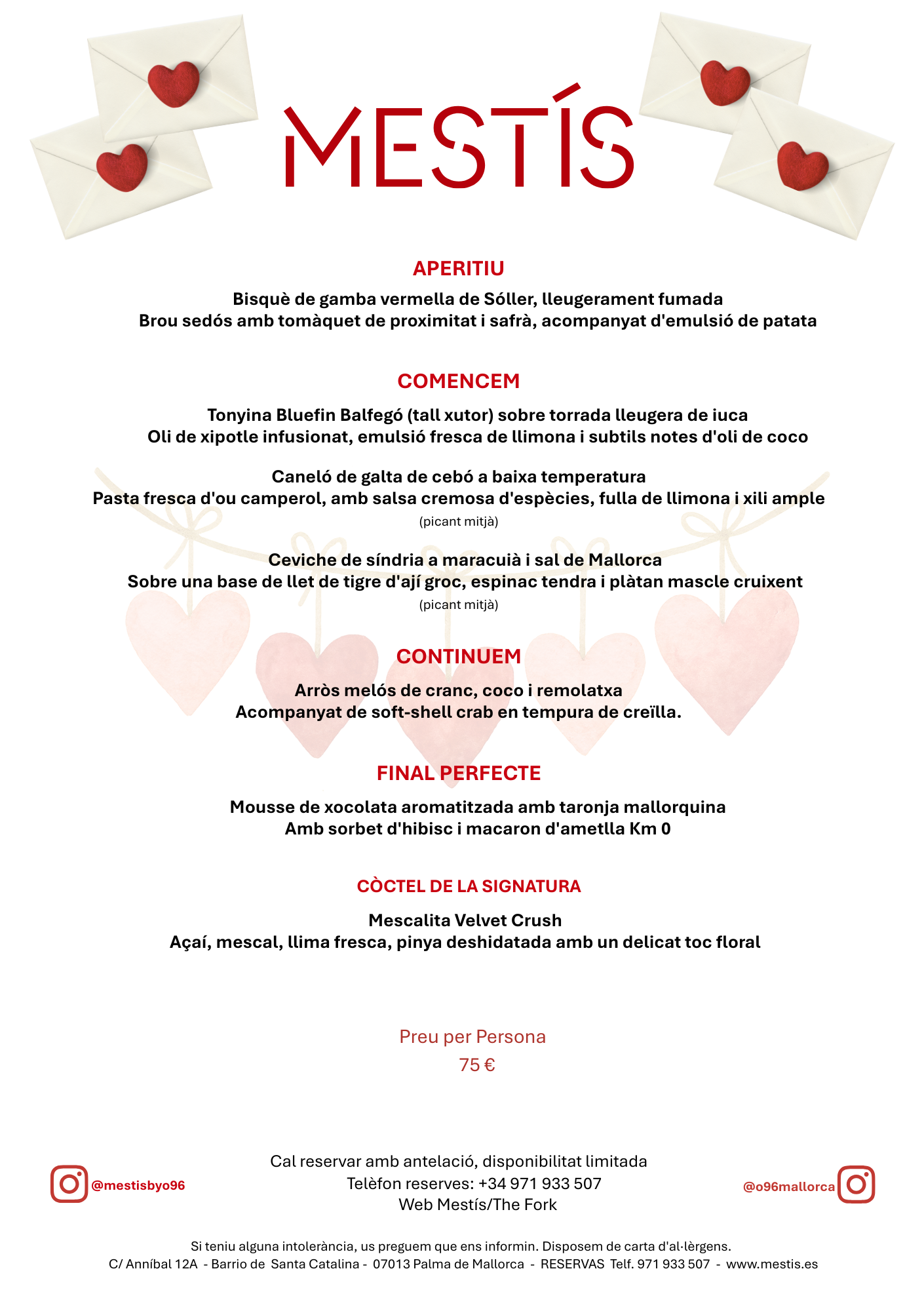 (Catalán) MENÚ SAN VALENTÍN